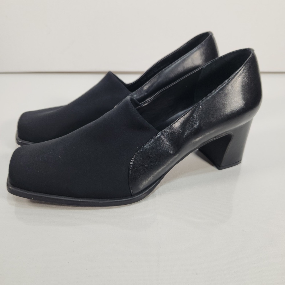 Bass Womens Loafers Size‎ 10M Black Slip On Block Heel